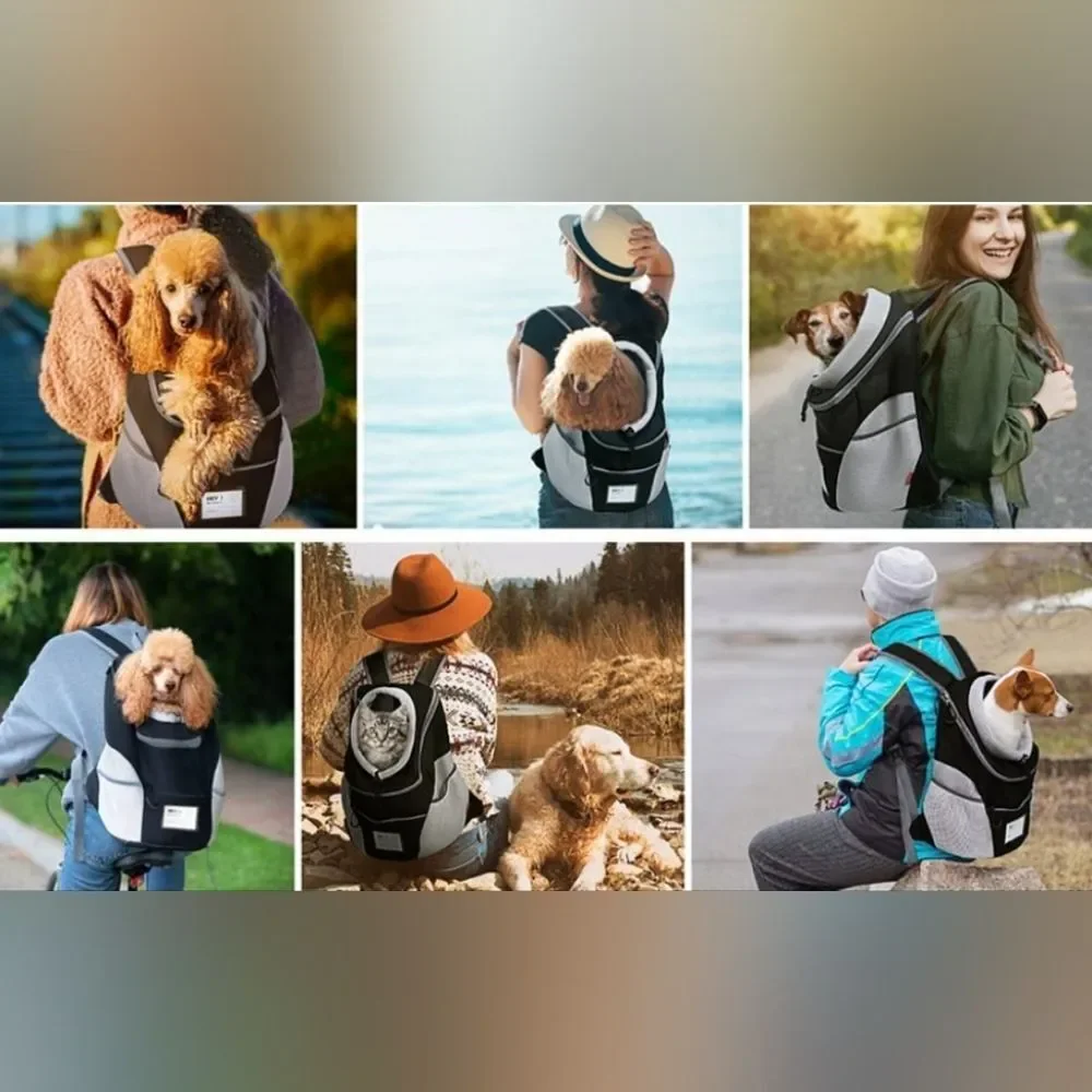 🔸️NWT Gray & Black Breathable Small Pet Travel Carrier Backpack